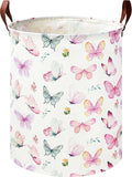 19.7" Butterfly Laundry Basket,Kids Dirty Clothes Hamper,Waterproof Toys Storage Bin,Room Decor,Gift Baskets,Baby Nursery Hamper(Pink Butterfly)