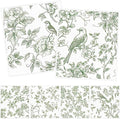 Swedish Dishcloths for Kitchen, 6PCS Sage Green Floral Birds Cellulose Sponge Reusable Paper Towels Washable, Greenery Absorbent Fast Drying Swedish Dish Cloth for Home Cleaning