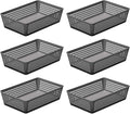 YBM HOME 6-Pack Plastic Storage Baskets Bins for Home Junk Drawer, Shelves, and Office Organization, Functional Trays/Containers Great for Kitchen Pantry, Cabinets, Bedrooms, and Bathrooms, Grey