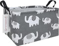 QUEENLALA Rectangular Laundry Hamper/Foldable Nursery Laundry Basket for Organizing/Storage Bin Baskets/Children Toy Office Bedroom/Toy Bin Closet Shelf Baskets（Rec-Elephant）
