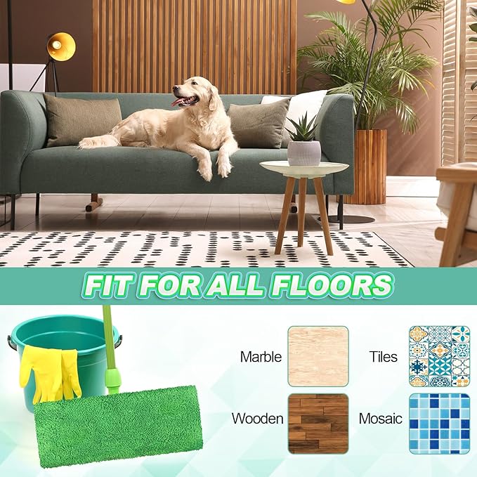 Nuogo 16 Packs Reusable Wet Mop Pads Refills Compatible with Swiffer Sweeper Mops Household Cleaning Tools for Wet & Dry Use(Green)