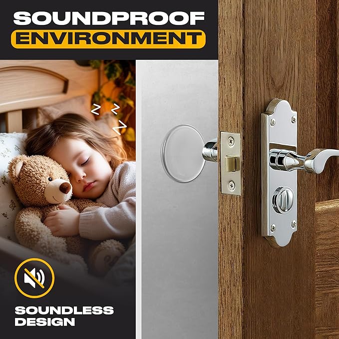 Strongest Door Stoppers for Wall 0.8" (12 Pack) - Self Adhesive & Discreet Home Door Knob Wall Protector -Quiet Door Bumper with Secure Adhesive -Rubber Door Stops -Shock Absorbent Door Handle Stopper