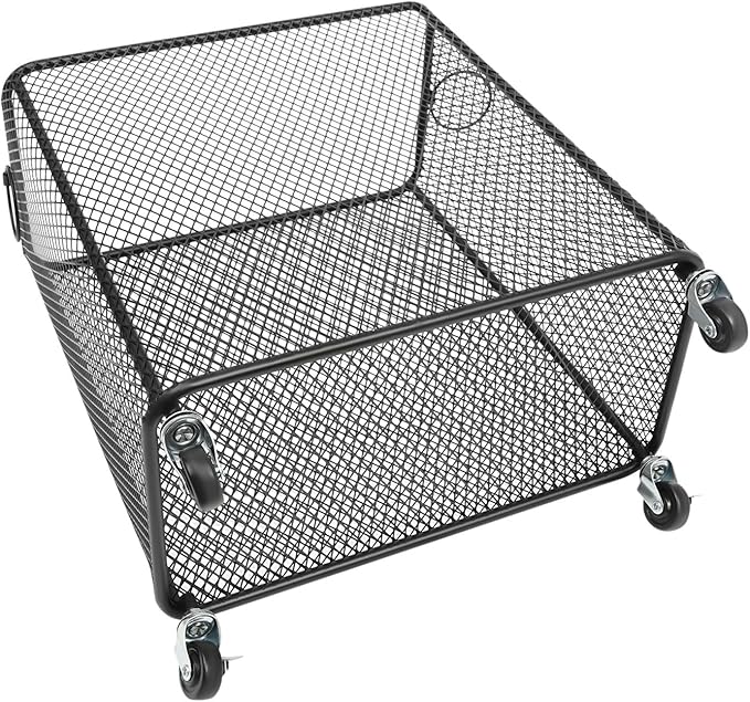 Black Metal Laundry Basket with Wheels, Rolling Laundry Hamper Cart Metal Mesh Laundry Clothes Sorter Storage Cart Organizer Basket Durable for Home