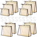 CINPIUK 10 Set Handbag Storage Organizer Dust Bags for Purses Handbags Closet, Clear Purse Protector Storage Bag Dust Cover for Bags, Closet Organizer for Handbags with Hooks