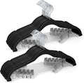 20 Pack Velvet Pants Hangers with Adjustable Clips, Heavy Duty Slim Non-Slip Flocked Hangers, Space-Saving Felt Clothes Hangers for Pants, Skirts, Jeans, and Dresses(Black)