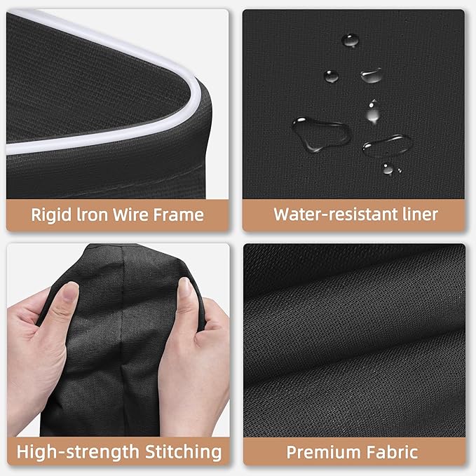 STORAGE MANIAC 2-Pack Large Laundry Hamper, 80L (21.1 Gal) Collapsible Laundry Basket with Bamboo Handles, Freestanding Waterproof Clothes Hamper for Bedroom, Dorm, Towels, Toys, Black+White