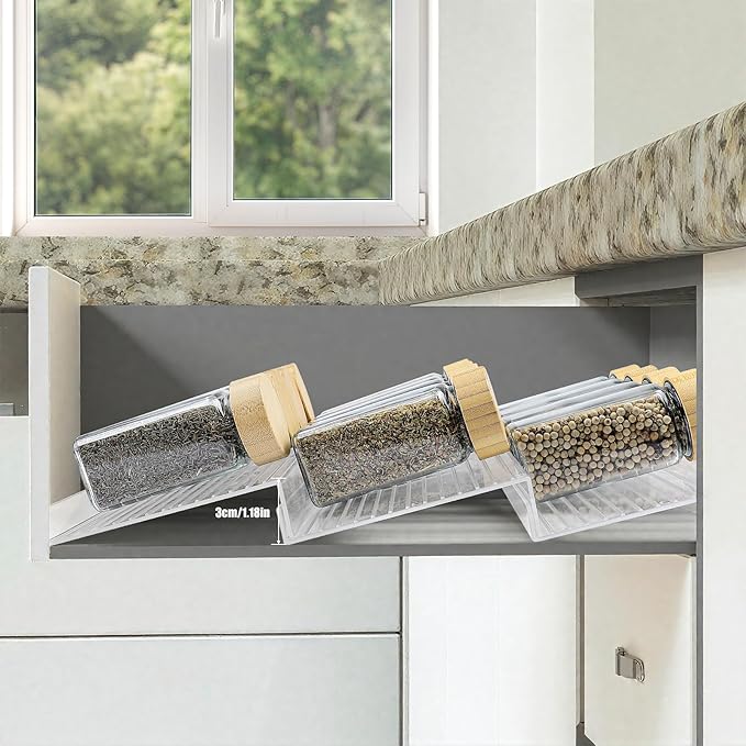 8 Pcs Spice Drawer Organizer Clear Acrylic Drawer Spice Organizer Expandable From 11'' To 22'' Clear Acrylic Drawers Seasoning Organizers for Kitchen Drawers Storage Seasonings Containers