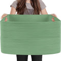 Large Green Baskets for Organizing, 23.6" x 17" x 12" Rectangle Blanket Holder Organizer, Kids Toy Storage Bins, Woven Rope Storage Basket, Green Home Decor Basket, Baby Nursery Storage