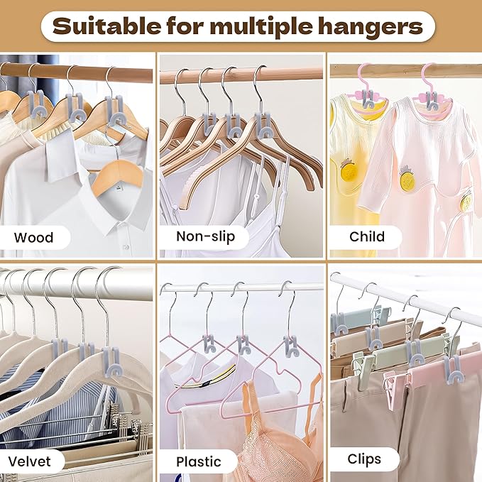 Mlici Clothes Hanger Connector for Clothes Organizing, 60 Pack Space Saving Hanger Extender Hooks for Home Closet Organizer, Grey