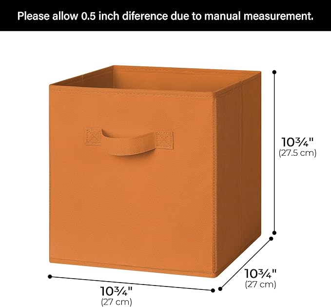 GRANNY SAYS 11 Inch Cube Storage Bins, Cube Storage Organizer, Fabric Storage Bins with Handle, Storage Cubes for Shelves, Closet, 3 Yellow & 3 Orange, 6-Pack