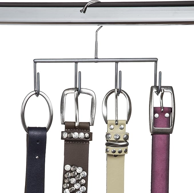 Mawa by Reston Lloyd Non Slip Space-Saving Belt/Accessory Hanger, Style Gh, Set of 25, Silver
