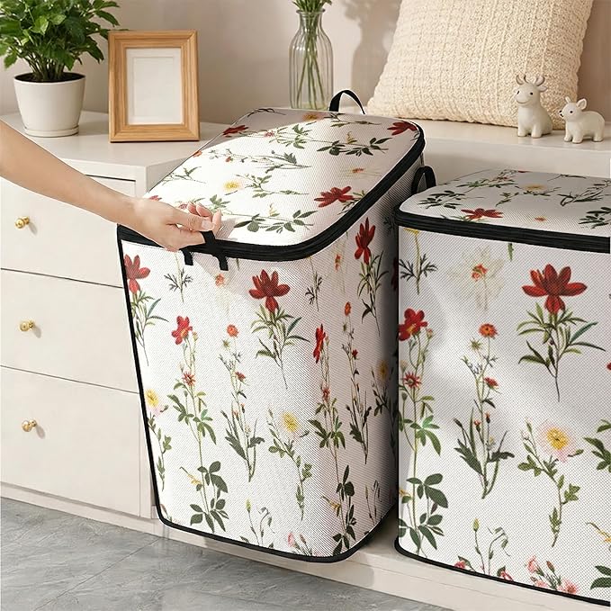 2pcs closet organizers and storage under bed,clothing blanket sweater sheet bedding comforter duvet quilt pillow toy storage bags with lids,dorm room essentials for containers 95L