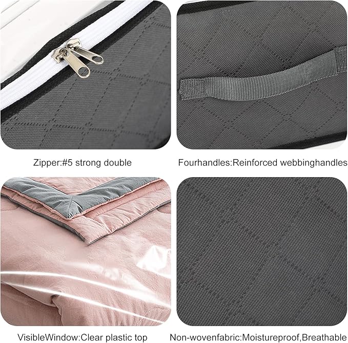 8pcs Under Bed Storage Containers Closet Organizers and Storage Bins Foldable Underbed Storagebags with Window for Blankets Clothing Towels Comforter Sweaters Pillows Linen Sheets Wrapping Paper