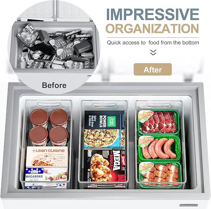 8 PACK Freezer Organizer Bins Fridge Organizer Stackable Storage Bins with Side Handles Refrigerator Organizers and Storage Home Organization Must Haves