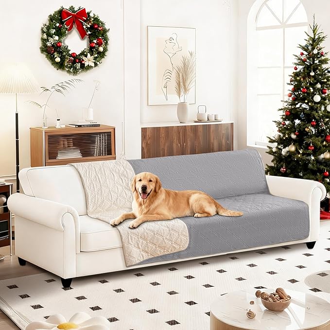 Waterproof Couch Covers for Pets, Waterproof Dog Bed Cover, Anti-Slip Soft Dog Blankets, Couch Cover for Dogs Washable, Pet Blanket for Puppy Large Dogs Cat (82x102 Inch, Light Grey)