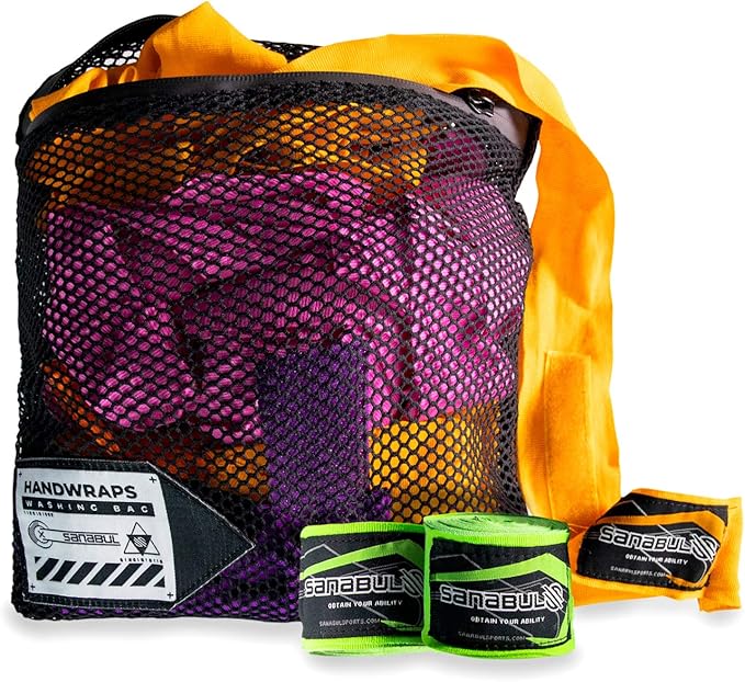 Sanabul Handwrap Laundry Bag Mesh Boxing Glove Hand Wrap Wash Bag with Zipper- Black , Large