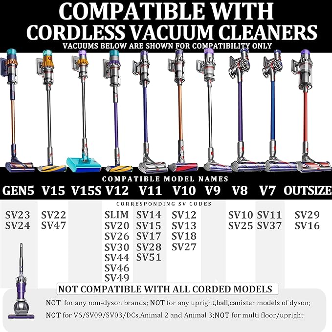 Stubborn Dirt Tool Attachments Compatible with Dyson Gen5 V15 V12 V11 V10 V9 V8 V7 Vacuum Cleaner Hard Bristle Accessories Tool Replacement Parts