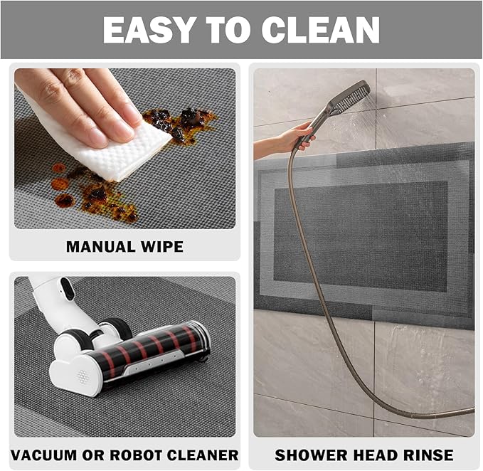 YDKGL Non Slip Bath Mat, Rubber Backing Ultra Thin Bathroom Rugs Fit Under Door Quick Dry Super Absorbent Washable Bath Rug Shower Mat for Bathroom Floor Bathtub Sink, Easy Care Dark Grey 16"x24"