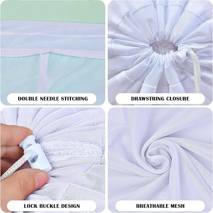 2 Pack Large Mesh Laundry Bag, Heavy Duty Laundry Bags with Drawstring, Laundry Hamper Liner, Machine Washable, for Travel, Storage, Sports, Dorms and Apartment Dwellers, 24 x 36 Inches (Pink+White)