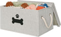Dog Toy Basket with Lid, Dog Basket for Toys, Dogs Toy Box with Cotton Rope Handles, Collapsible Storage Bins for Pet Toys, Dogs Storage Organizer, Gray