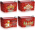 4 Pack Christmas Storage Bin Collapsible Large Christmas Gingerbread Man Storage Baskets for Gifts Canvas Laundry Basket Foldable Box with Handle for Office Home Bedroom Clothes Toys Decor