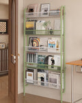 UMDONX Behind The Door Bathroom Shelf Narrow 5-Tier, Space-Saving Slim Storage Shelf Narrow Shelving Unit for Bathroom and Kitchen White+Green