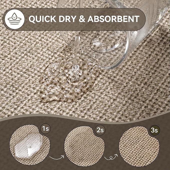 YDKGL Bathroom Rugs Mat 24x35, Ultra Thin Non Slip Bath Mats for Bathtub Quick Dry Absorbent Rubber Bathroom Mat Fit Under Door, Washable Half Round Bath Rugs Floor, Beige Brown