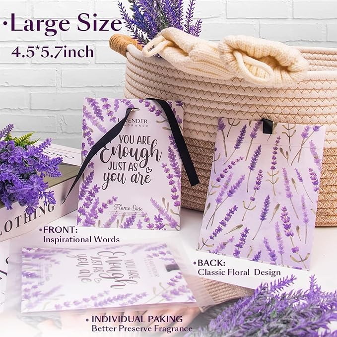 6 Pack Inspirational Scented Sachets - Valentines Day Girlfriend Gifts for Her Wife | Natural Moth Repellent for Closets, Air Freshener for Home | Shoe & Car Deodorizer for Drawer