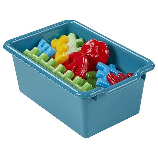 ECR4Kids Scoop Front Storage Bins, Multipurpose Organization, Turquoise, 10-Piece