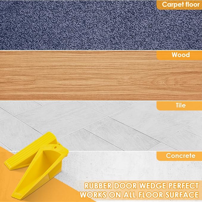 Frienda 6 Pcs Jumbo Door Stoppers Heavy Duty Door Stopper Tall up to 2inch Tall Wedge TPR Large Wedge Stackable Big Rubber Doorstop for Hotel Carpet Hardwood Concrete and Tile (Yellow)