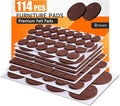 Felt Furniture Pads 114 PCS, 7 Sizes, Felt Pads for Chair Legs, Suitable for Round and Square Chair Legs, to Prevent Scratches, Reduce Noise and Protect The Floor (Brown)