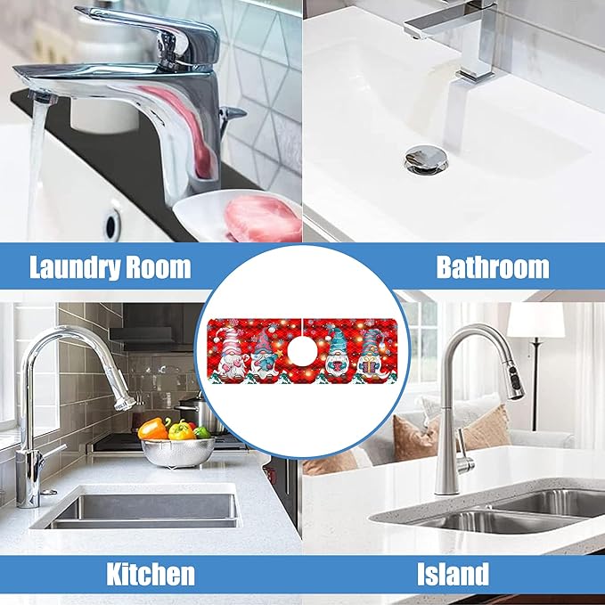 Chrismas Sink Faucet Absorbing Mat Winter is Coming Sink Splash Guard Drying Mat for Kitchen Bathroom Faucet Sinkmat 15.5"X5.5"
