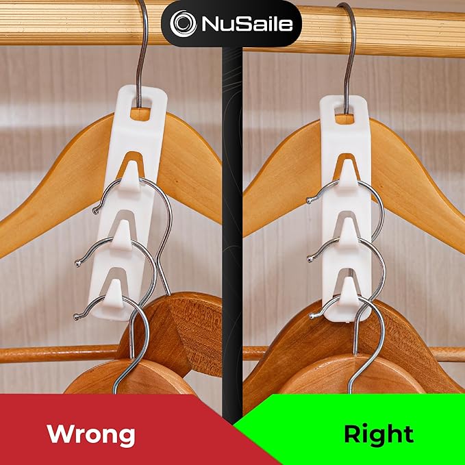 3 Hook Clothes Hanger Connector Hooks - Sturdy Plastic Space Saving Hanger Holders - Vertical Closet Hangers with 3 Hooks - Cascading Clothes Hangers - Vertical Closet Organizer - 24 pc