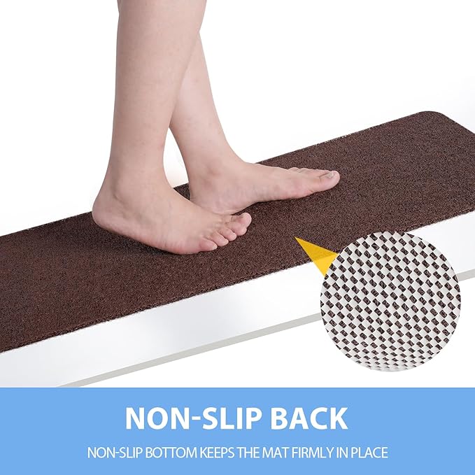 Hargiis Non-Slip Bathtub Mat, Anti Slip Shower Mat, Fast Drying Bathtub Mats, Foot Scrubber Mat, Anti Slip Mat for Tub, Floor, Bathroom, Kitchen, Home, Hotel (Brown 32"×17")