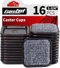 Ezprotekt 1 3/4" Square Carpet Bottom Furniture Caster Cups, 16 Pcs Reusable Furniture Coasters, Felt Furniture Sliders Pads to Protect Hardwood, Tile or Carpetd Floors from Scratches (Brown/Gray)
