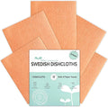 Swedish Dishcloths for Kitchen, 5 Pack Swedish Dish Cloths, Ultra Absorbent Reusable Paper Towels, Cellulose Sponge Cloths, Quick Drying, No Odor, Dishwasher Safe Orange