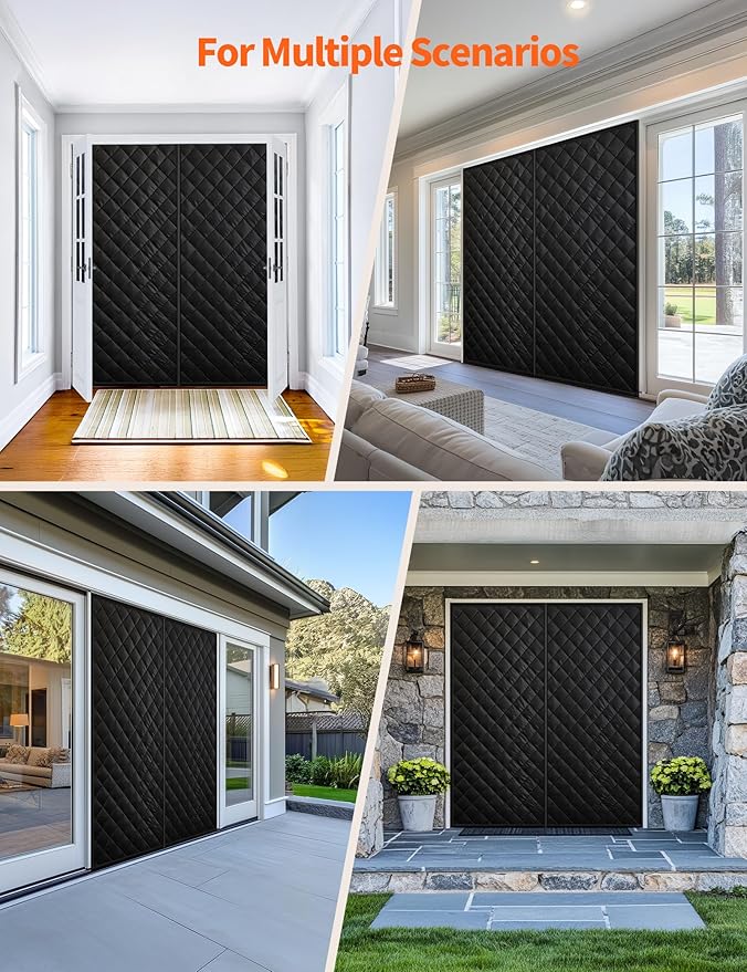 Magnetic Thermal Insulated Door Curtain for 72"x 80" Doors, Heavy-Duty Oxford Fabric Door Cover for Heat Insulation, Magnetic Closure Blanket for Doorway to Keep Warm in Winter Cool in Summer