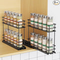 Pull Out Spice Rack Organizer for Cabinet, Slide Out Spice Racks, Easy to Install Spice Cabinet Organizers, 5.2" Wx10.43 Dx8.26 H, 2 Packs 2 Tiers(Black)