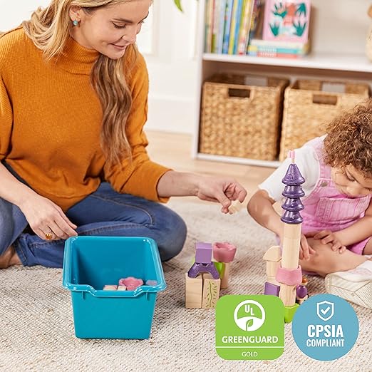 ECR4Kids Scoop Front Storage Bins, Multipurpose Organization, Turquoise, 10-Piece