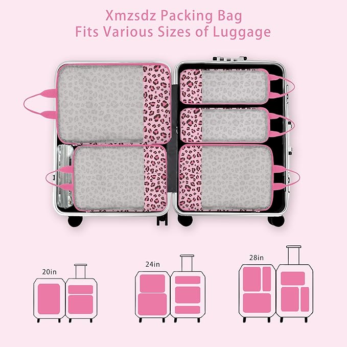 7 Pcs Compression Packing Cubes for Travel Luggage, Lightweight Suitcase Organizer Bags Set, Compression Packaging Cube for Travel Essentials, Packing Cubes for Carry on Suitcase