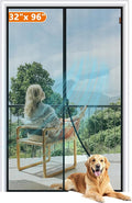 MAGZO Magnetic Screen Door Fit Door Size 32 x 96 Inch, Screen Size 34" x 97" Strong Magnets Mesh, Reinforced Fiberglass Net for Patio and Front Entrances, Gray