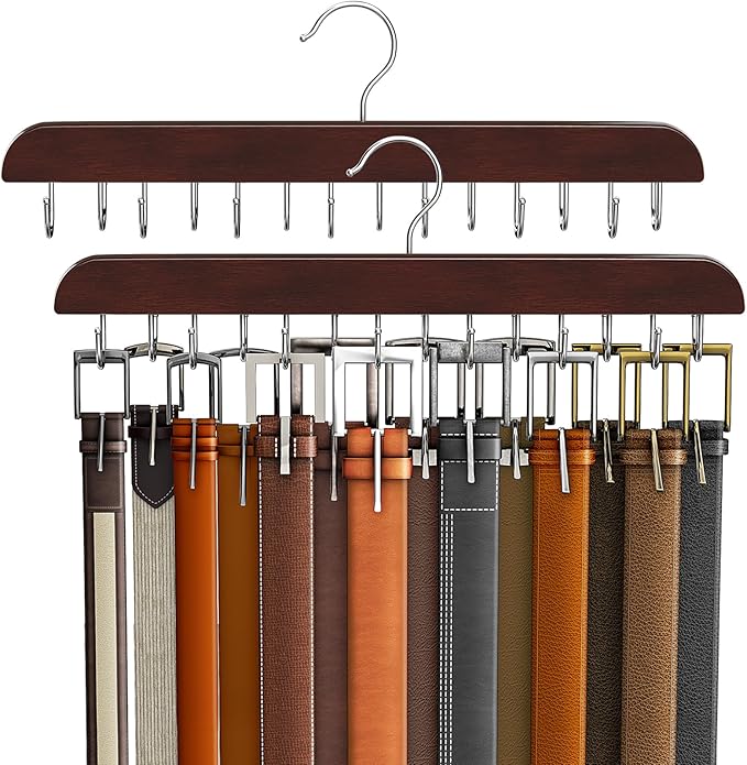 Belt Hanger Belt Organizer for Closet (Mahogany, 2 Pack)