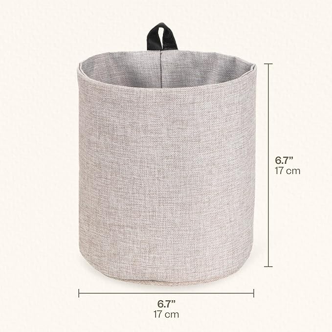 Bigso Box of Sweden Soft Hang Around Hanging Storage Basket Small | For Organizing Everyday Necessities | Collapsible Wall Hanging Storage Basket for Closets | 6.7" x 6.7" | Small | Beige (Pack of 2)