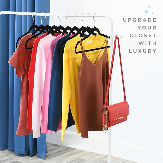 Home-it Premium Velvet Hangers 50 Pack - Heavy Duty Ultra Thin Black Suit Clothes Hangers Non Slip for Closet, Shirt Pants, Hook Swivel 360