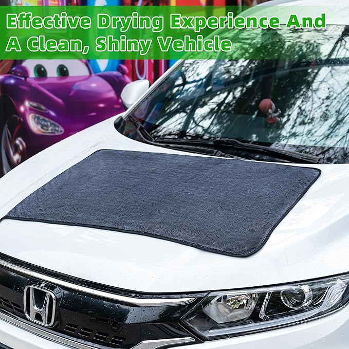 CADONO Large Microfiber Car Drying Towel, Ultra Absorbent Microfiber Cleaning Cloth for Cars, Bath Towels, No Streaks, Scratches, or Water Spots Double-Twist Pile Design(36"x 24")
