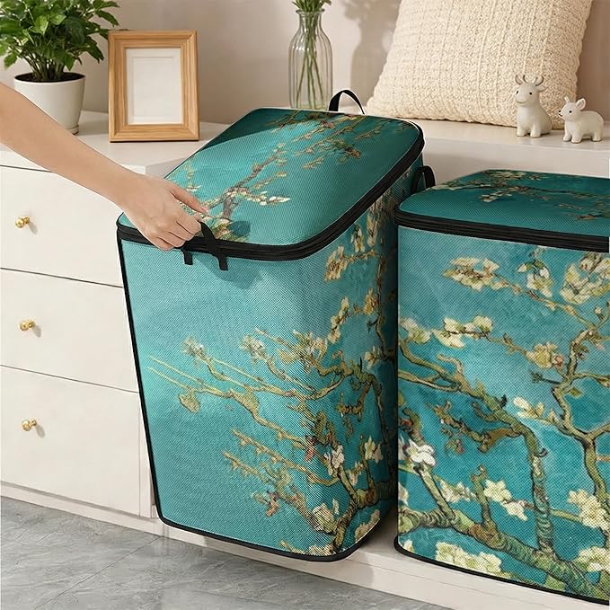 2pcs closet organizers and storage under bed,clothing blanket sweater sheet bedding comforter duvet quilt pillow toy storage bags with lids,dorm room essentials for containers 95L