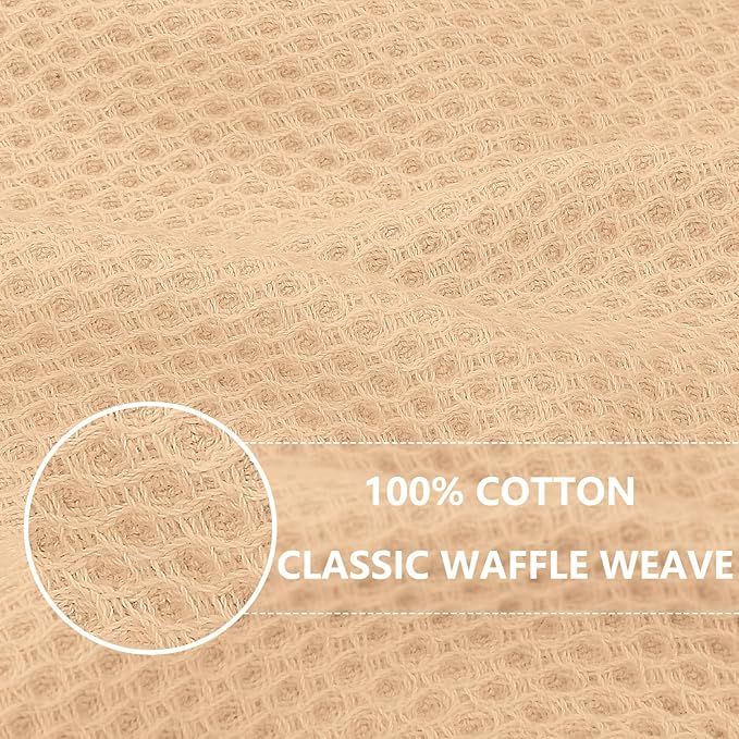 Homaxy 100% Cotton Waffle Weave Kitchen Dish Cloths, Ultra Soft Absorbent Quick Drying Dish Towels, 12 x 12 Inches, 6-Pack, Apricot