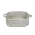 Woven Cotton Rope Storage Basket with Handles for Organizing Shelves Closet Small Cat Dog Pet Toy Baskets Box Bin Decorative Rectangle Baby Nursery basket Gift basket Empty(light grey)
