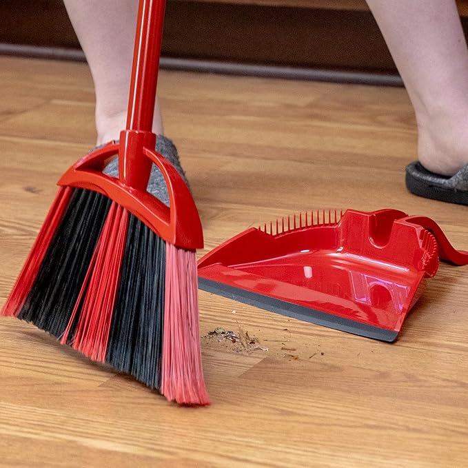 O-Cedar Sweep Broom with Step-On Dustpan | Remove 99% with One Sweep | Lightweight Quiet Cleaning Tool | Ideal for Pet Owners