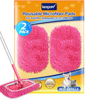 Reusable Microfiber Mop Pads Compatible with Swiffer Pink Sweeper- 2 Pack Pink Dry Sweeping Cloths & Wet Mopping Cloths - Washable Wet Pads Refill for Mopping Floors (Mop is not Included)